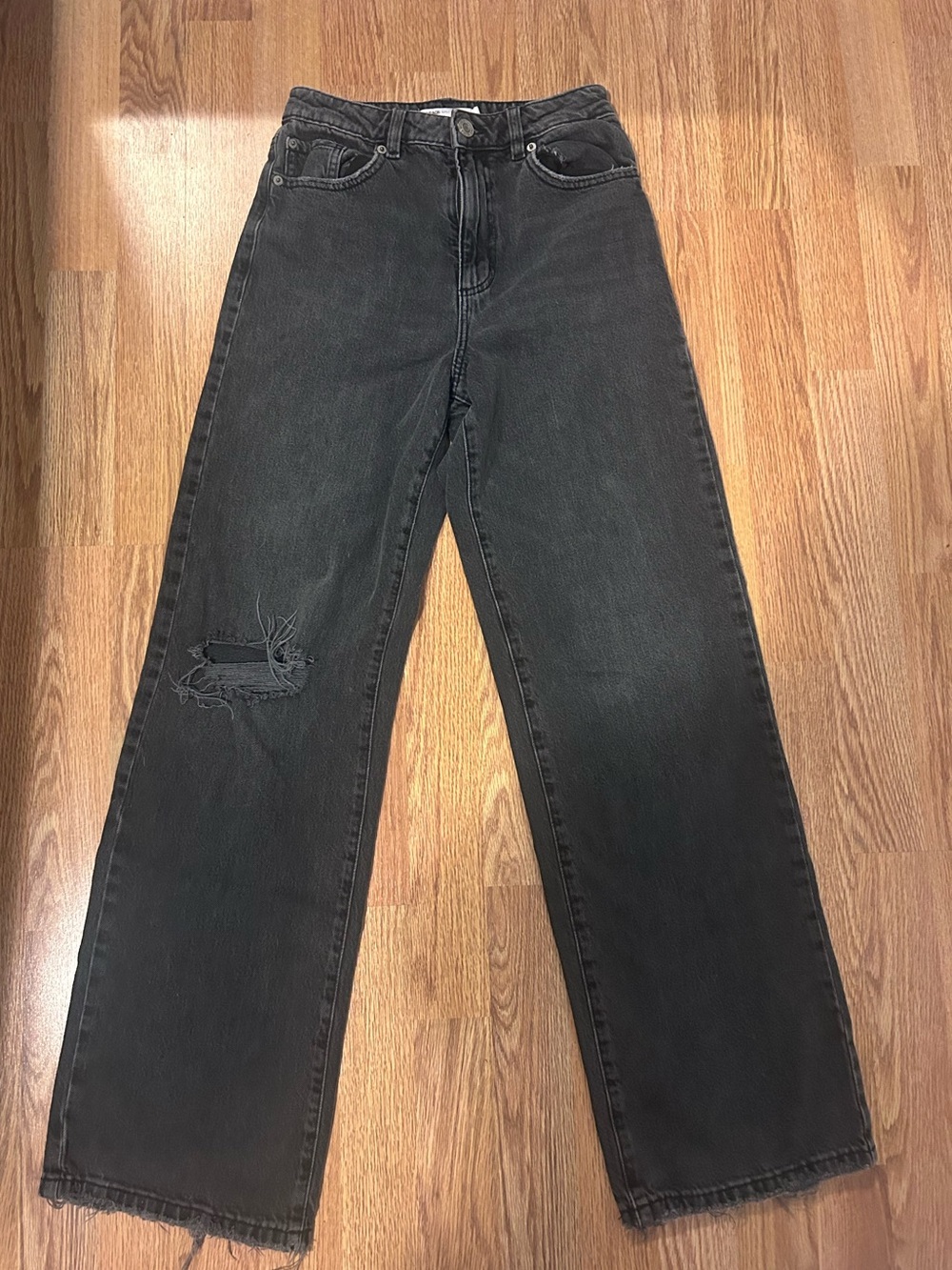 Garage Wide Leg Jeans with Distressed Knee